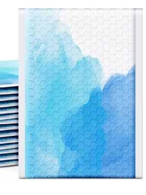 20- 6x9 blue watercolor bubble mailers